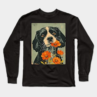 Cocker Spaniel Flowers Photo Art Design For Dog Onwer Long Sleeve T-Shirt